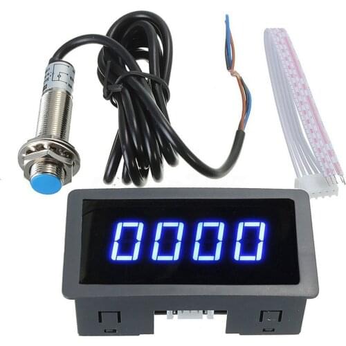4 Digital LED Display Tachometer RPM Speed Meter High Precision Tachometer With Hall Proximity Switch Sensor NPN