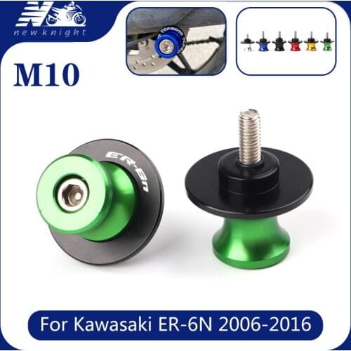 Motorcycle Accessories 2 Pcs 10MM CNC Aluminum Swingarm Spools Slider Stand Screw For Kawasaki ER-6N ER6N 2006-2016 With Logo