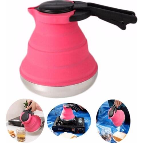 Camping Kettle Portable 1.5L Silicone Folding Travelling Outdoor Kitchen Tools