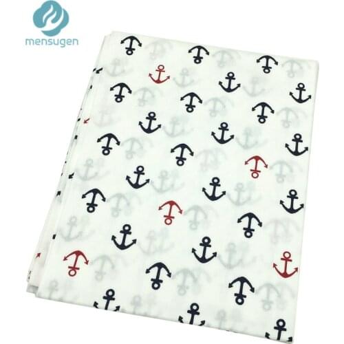 50cm*160cm Cute White Anchor Printed Cotton Fabric For Sewing,Patchwork,Cushions,Bedding Textile And Quilting Crafts