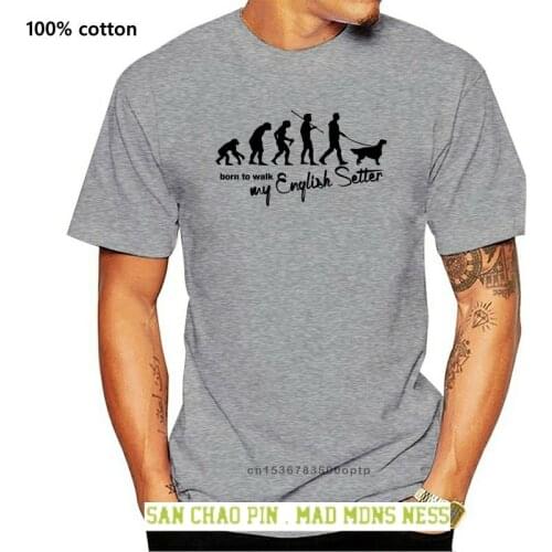 Cotton T-Shirt Fashion T Shirt TEVO T-Shirt Hunde EVOLUTION ENGLISH SETTER born to walk Siviwonder Tee Shirt