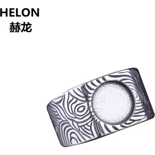 Art Deco 925 Sterling Silver Vintage Ring 9x9mm Round Cabochon Semi Mount Ring fit Amber Turquoise Garnet Setting Adjustable