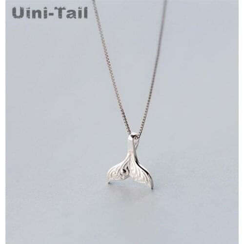 Uini-Tail hot new 925 sterling silver cute mermaid fish tail necklace wholesale womens Korean fashion wave high quality jewelry