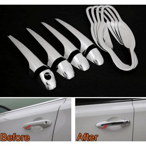 BBQ@FUKA Car Out Door Handle Cover + Door Bowl Frame Cover Styling Sticker fit For Toyota RAV4 2013-2015