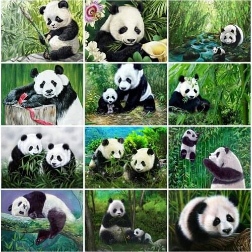 PDMDOG Full Square Diamond Mosaic Panda Bead Embroidery 5D Diamond Painting Animals Cross Stitch Kits Rhinestones Pictures