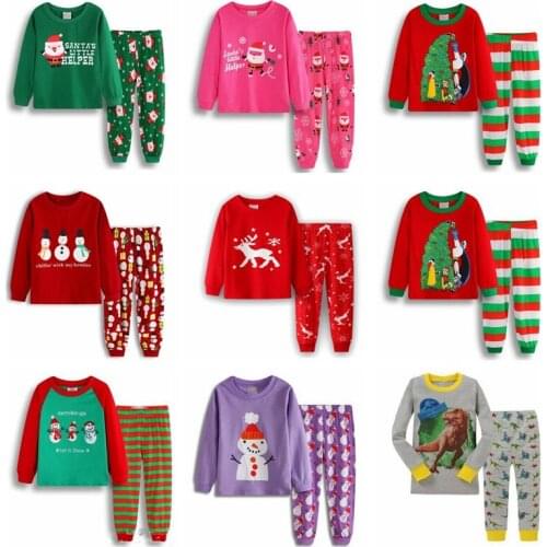 Girls Strawberry Pajamas Sets Baby 100% cotton Full Sleeve Sleepwear Children Animal Nightwear Kids Pijamas Boys Cartoon Pyjamas