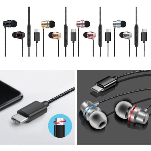 USB Type C Headphones Wired Audio in-ear Earphones with Microphone Noise Cancelling