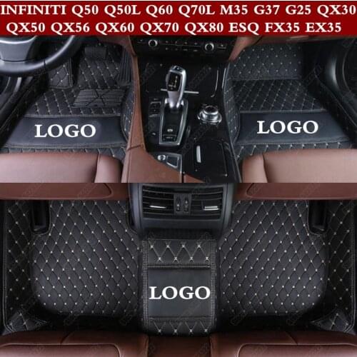 3D Luxury Leather Car Foot Mats Pads for INFINITI Q50 Q50L Q60 Q70L M35 G37 G25 QX30 QX50 QX56 QX60 QX70 QX80 ESQ FX35 EX35 JX35