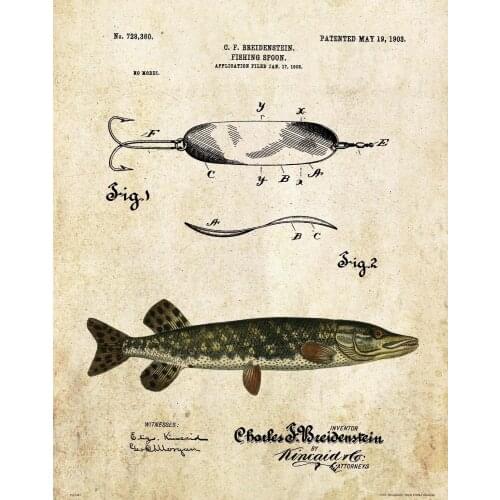 Vintage Fishing Lure Art print Silk poster Home Wall Decor