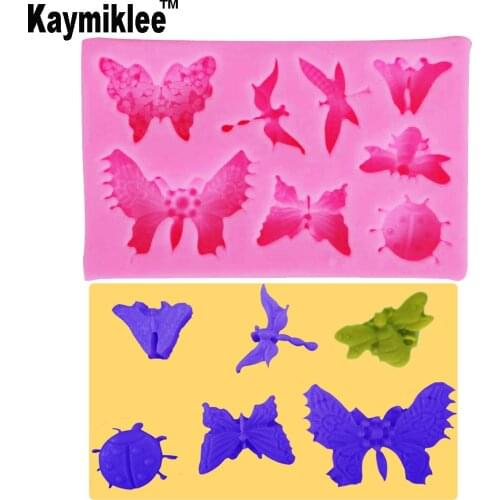 Kaymiklee F1072 Dragonfy and Butterfy UV Resin Silicone Mold Fondant Chocolate Candy Gumpaste Lollipop Crystal Epoxy Soft Clay B