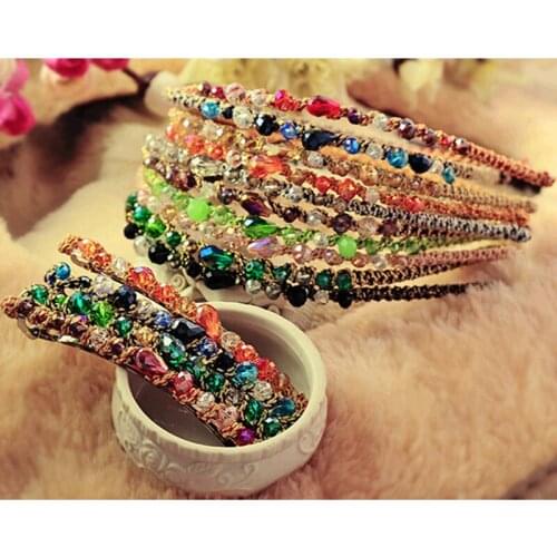Fancy Colors Crystal Rhinestone Barrettes Hair Pins and Clips Clinquant String Wrapped Hairbands for Women Fashion Hair Jewelry