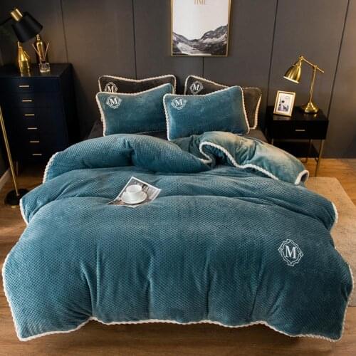 Winter Flannel Quilt Cover Soft Worm Blue Coral Fleece Comforter Cover 1pcs Thickening Warm Duvet Bedding Cover