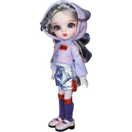 1/6 28CM BJD Dolls Detachable Joints White Skin Kids Toys Skirt Fashion Clothes Multicolor Hair Beautiful Big Eyes Girls Gift