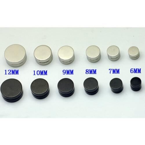1Pair titanium earrings 6~ 12mm pierced ears pierced ears style hip hop Mens magnet ear clip Black Steel color can choose[4080]