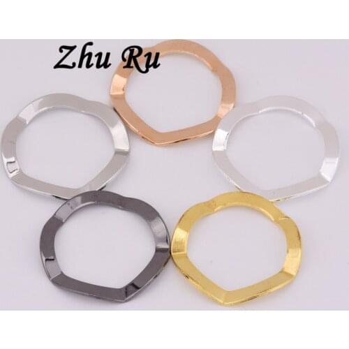 10pcs/lot ZHU RU 25mm copper DIY Accessories Wave Donuts swim key rings ring shape Connector Jewelry Findings components parts