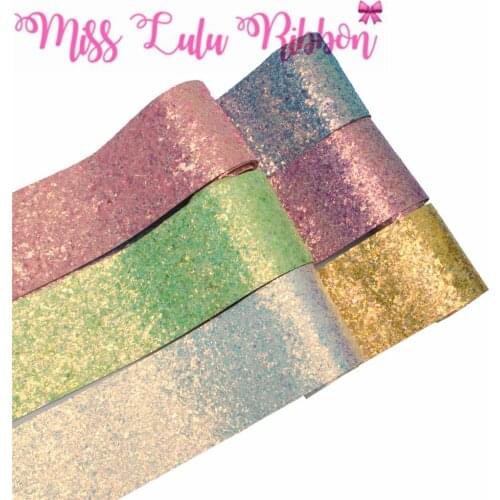 3"75mm Shiny Glitter Leather Fabric Ribbon Solid Color DIY Hair Bowknots Gift Packing Decor Rose Pink Gold 25yards/roll