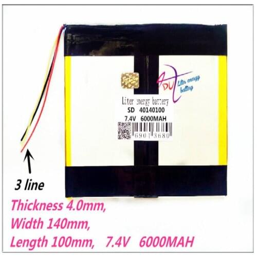 3 line 40140100 7.4V 6000mAh 40100140 Polymer rechargeable batteries GPS DVD Tablet computer general battery