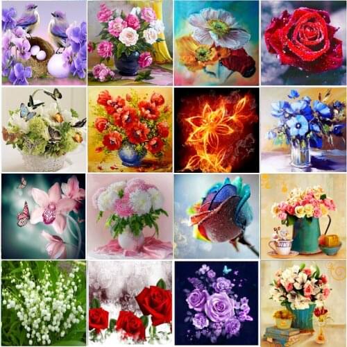 Diamond flower vase 5D DIY diamond Mosaic cross stitch Mosaic home decoration without frame