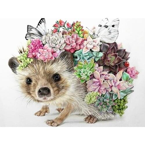 Diamond Painting Animal Full Square Diamond Mosaic Sale Hedgehog Picture Of Rhinestones Flower Diamond Embroidery