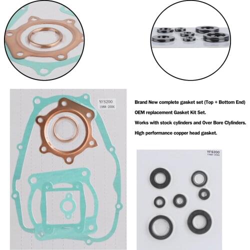 Artudatech Complete Engine Gasket Kit Set w/Oil Seals Fit for Yamaha Blaster YFS 200 1988-2005 3JM-11351-00-00 Motorcycle Parts