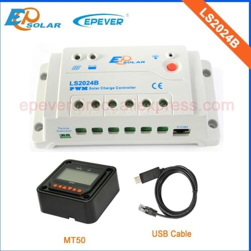 12v/24v auto work solar regulator PWM 20A 20amp LS2024B with black MT50 remote meter and USB cable