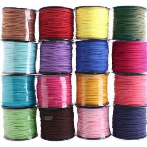 Free Shipping 3mm x1.5mm 100 meter black brown Faux Flat Suede velvet Lace Leather Cord Jewelry accessories DIY Rope