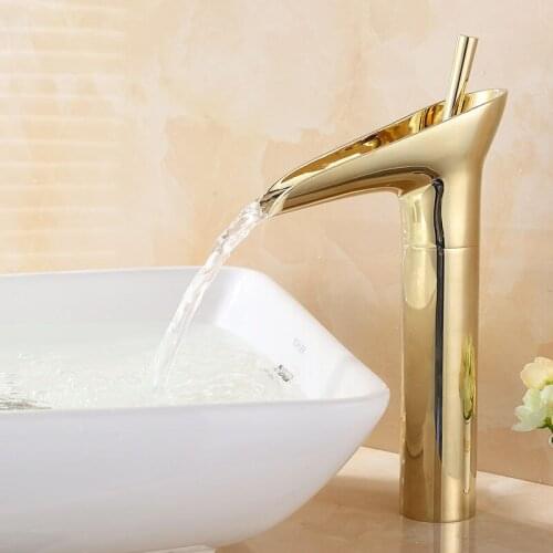 Free ship Golden clour bathroom vessel sink faucet mixer tap single hole /handle new