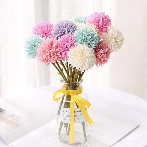 Artificial Flower Bouquet Silk Dandelion Flower Ball Fake Flowers Diy Home Widding Decoration Valentines Day Gifts