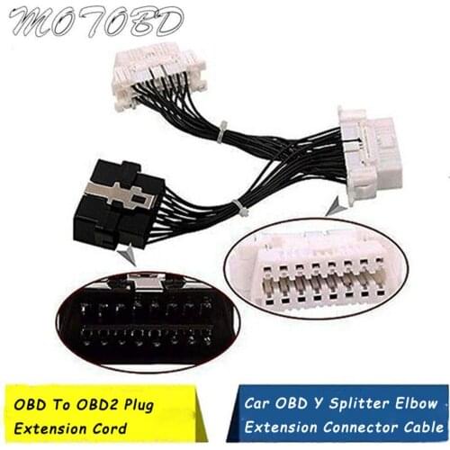 Dual Adapter OBD To OBD2 Plug Extension Cord Male to Dual Female Car OBD Y Splitter Elbow Extension Connector Cable