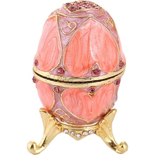Crystal Egg Jeweled Trinkets Box Enamel Love Heart Crystal Room Decoration