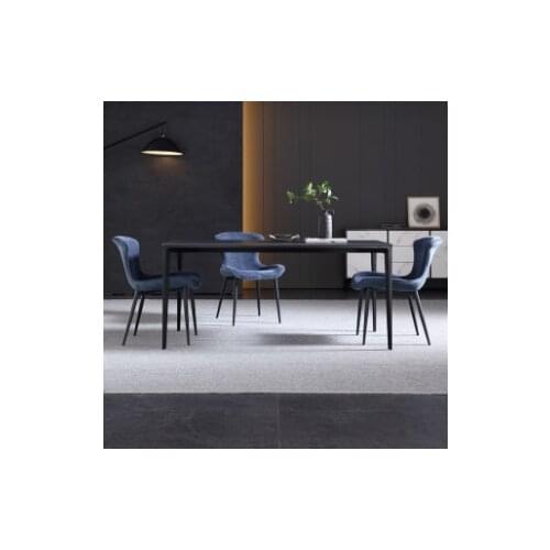 Italian imported rock plate dining table household dining table extremely simple frosted black Italian modern luxury dining tabl