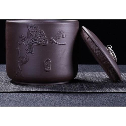 Tea Caddy Purple Clay Puer Green Tea Storage Box Tea Jar Candy Jar Dried Fruit Container Ceramics Spices Storage Box