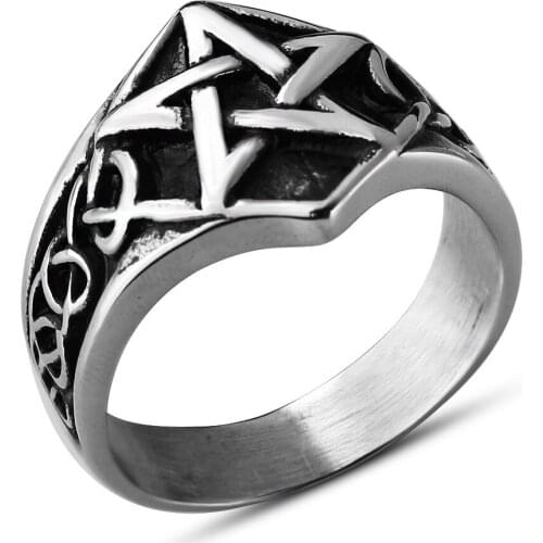 Sainmax Stainless Steel Ring Five Star Viking Man Ring Jewelry Accessories