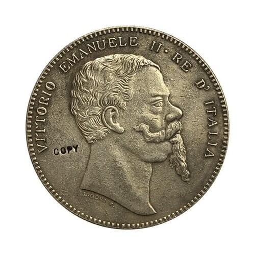 1861 Italy 5 Lire coins COPY 37mm