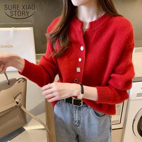 Korean Casual O-neck Long Sleeve Women Sweater Cardigans 2020 Autumn Winter Jumpers Single-breasted Female Knit Cardigans 11916