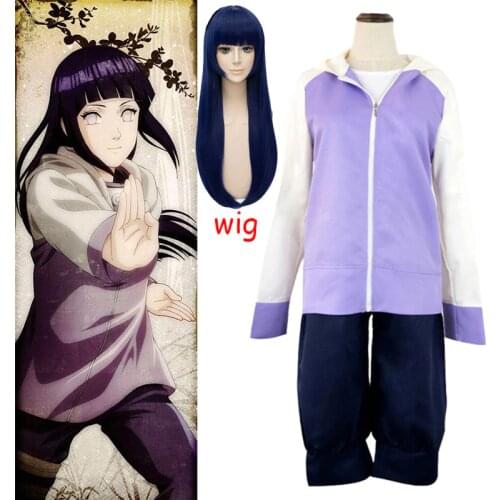 Hinata Hyuga Cosplay Anime Shippuuden 2nd Generation Full Combo Set Cosplay Costume Hoodie Jacket And Wig