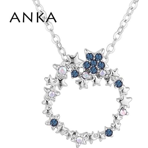 ANKA Flower Crystal Beautiful Rhodium Plated Pendant Necklace For Women Personalized Necklace Fashion Jewelry #136761