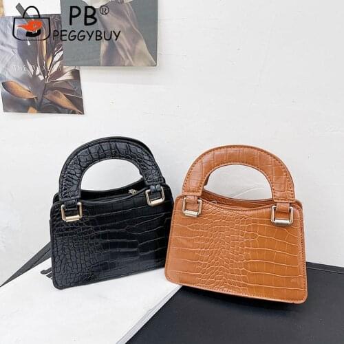 Fashion Women Alligator Pattern Shoulder Crossbody Bag Portable Solid Color PU Leahter Street Travel Small Messenger Handbags