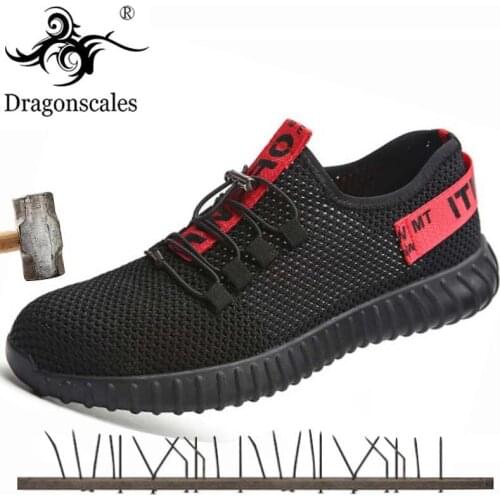 Mens Casual Summer Breathable Mesh Steel Toe Cap Work Safety Shoes Anti-pierce Building Site Worker Security Work Boots 35-46