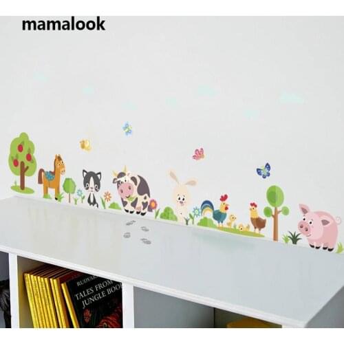 Lovely Animals Farm Wall Stickers For Home Decoration Kids Room Bedroom Cow Horse Pig Chicken Mural Art DIY PVC Wall Decals