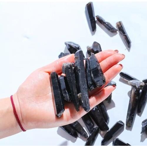 MOKAGY 10pc Raw Black Crystal Rough Point 50mm-65mm for Healing