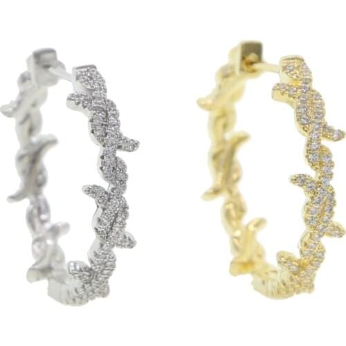2020 summer new bling 5A cubic zirconia cz paved hoop earrings women trendy micro pave barbed wire huggies jewelry