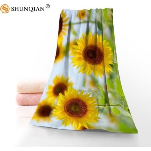 New Custom Sunflower Towel Printed Cotton Face/Bath Towels Microfiber Fabric For Kids Men Women Shower Towels