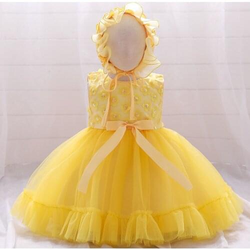 Toddler Girls Yellow Birthday Dress Infant Girls Princess Dress with Sequins Baby Tutu Party Wedding Dress Clothes for Girls