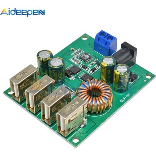 DC 7V-60V to 5V 5A 4 Four USB Step Down Power Supply Module DC 9V 12V 24V 36V to 5V 5A High Power Buck Converter Board For Car
