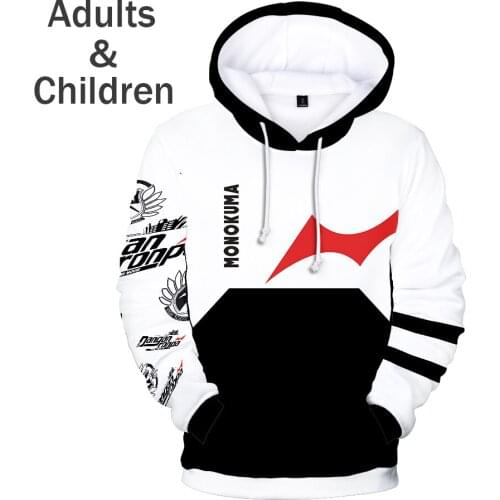 Casual 3D Monokuma Hoodies Men Women Sweatshirts Fashion Hip Hop Kids Anime Hoodie Boys Girls Autumn Pullovers Streetwear Tops