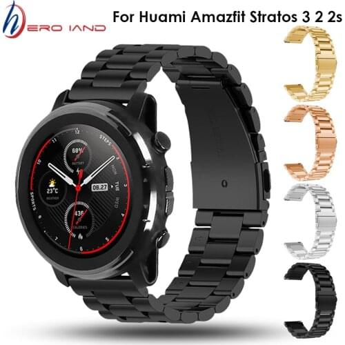 22MM Stainless Steel Straps For Xiaomi Huami Amazfit Stratos 3 2/2S Smart Watch Band Replace Bracelets For Amazfit Pace GTR 47MM