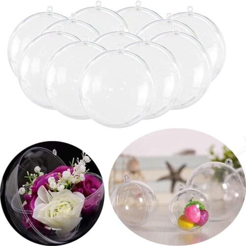 Christmas Ball Ornaments, 24Pcs/12sets DIY Hanging Ball Transparent Open Plastic Clear Ornament Ball Gift Present Box