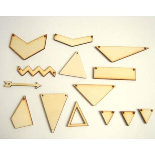 SANSHOOR Raw Wooden Craft Supplies Wood Charms Collection 10 Shapes Fit Diy Painting Necklace Earrings For Women Jewelry 30Pcs