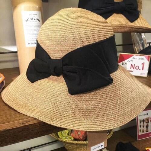 Women Summer Beach Straw Hats With Bowknot UV UPF50 Sunscreen Foldable Protective Panama Fedora Travel Cap Lady Cap Female
